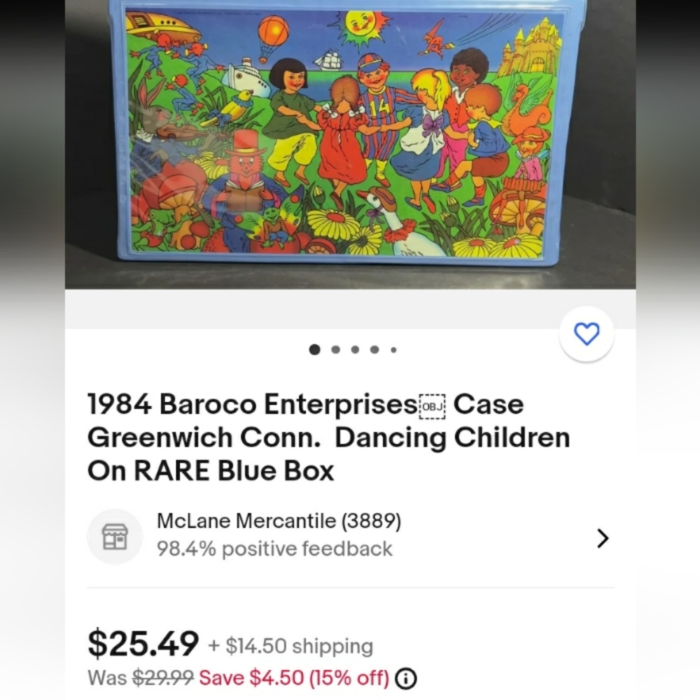 🧸 VINTAGE 1994 RETIRED Baraco Childrens  Blue DOLL  Carrying Case